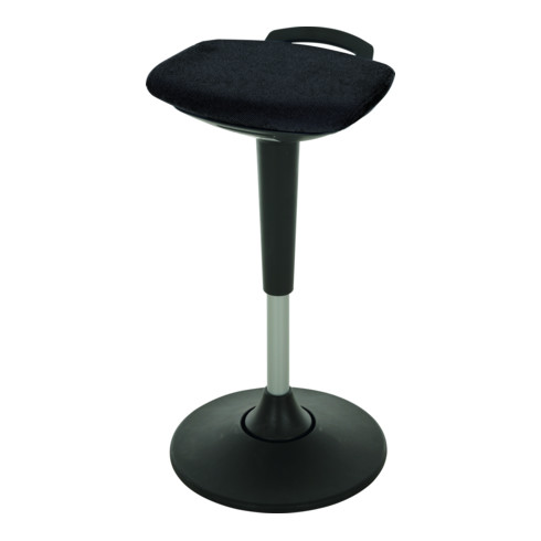 Assis-debout multiposition STIER avec pied à disque, hauteur d'assise 600-840 mm, noir