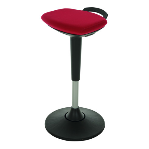 Assis-debout multiposition STIER avec pied à disque, hauteur d'assise 600-840 mm, rouge