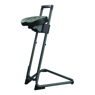 Assis-debout STIER avec châssis en acier noir, hauteur d'assise 600-850 mm, assise en PU