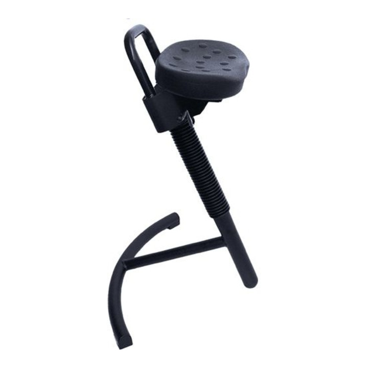 Assis-debout STIER avec châssis en acier noir, hauteur d'assise 645-825 mm, assise en PU