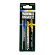 Assortiment 1 de lames de scies sauteuses, bois+métal, 3 pièces, HCS/HSS, 2 lames bois, 1 lame métal metabo