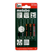 Assortiment 2 de lames de scies sauteuses, bois+métal+plastiques, 5 pièces, HCS/HSS, 4 lames bois, 1 lame métal metabo