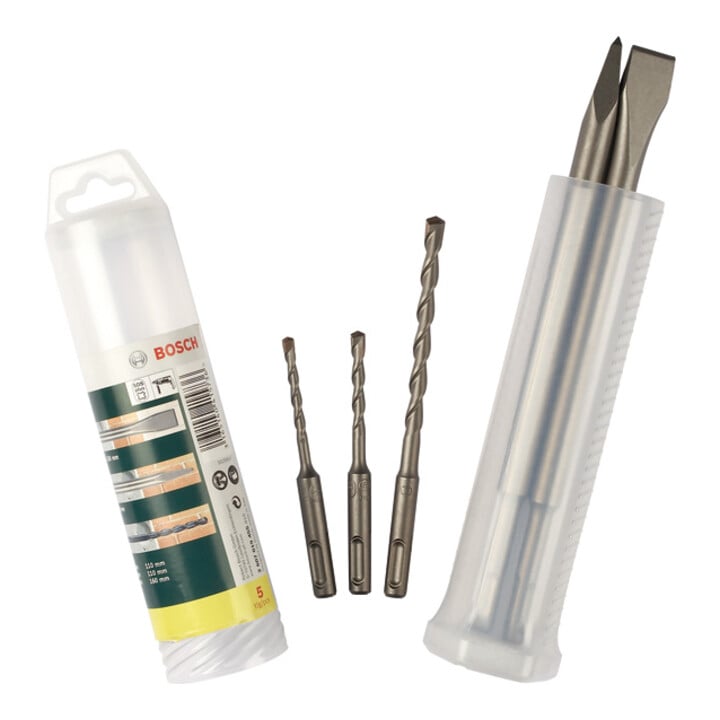 Assortiment de burins et de forets pour perforateur SDS plus, 5 pièces
