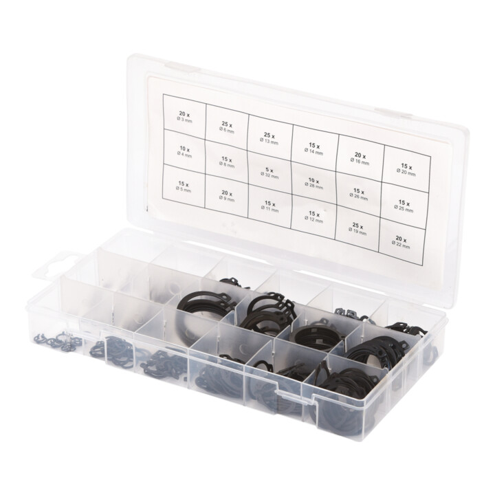 Assortiment de circlips extérieurs, Ø 3-32mm, 300 pcs.