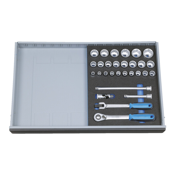 Assortiment de clés à douille Gedore 1/2" dans le module Check-Tool, 29 pcs