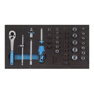Assortiment de clés à douille Gedore 1/4'' dans le module Check-Tool 37 pièces