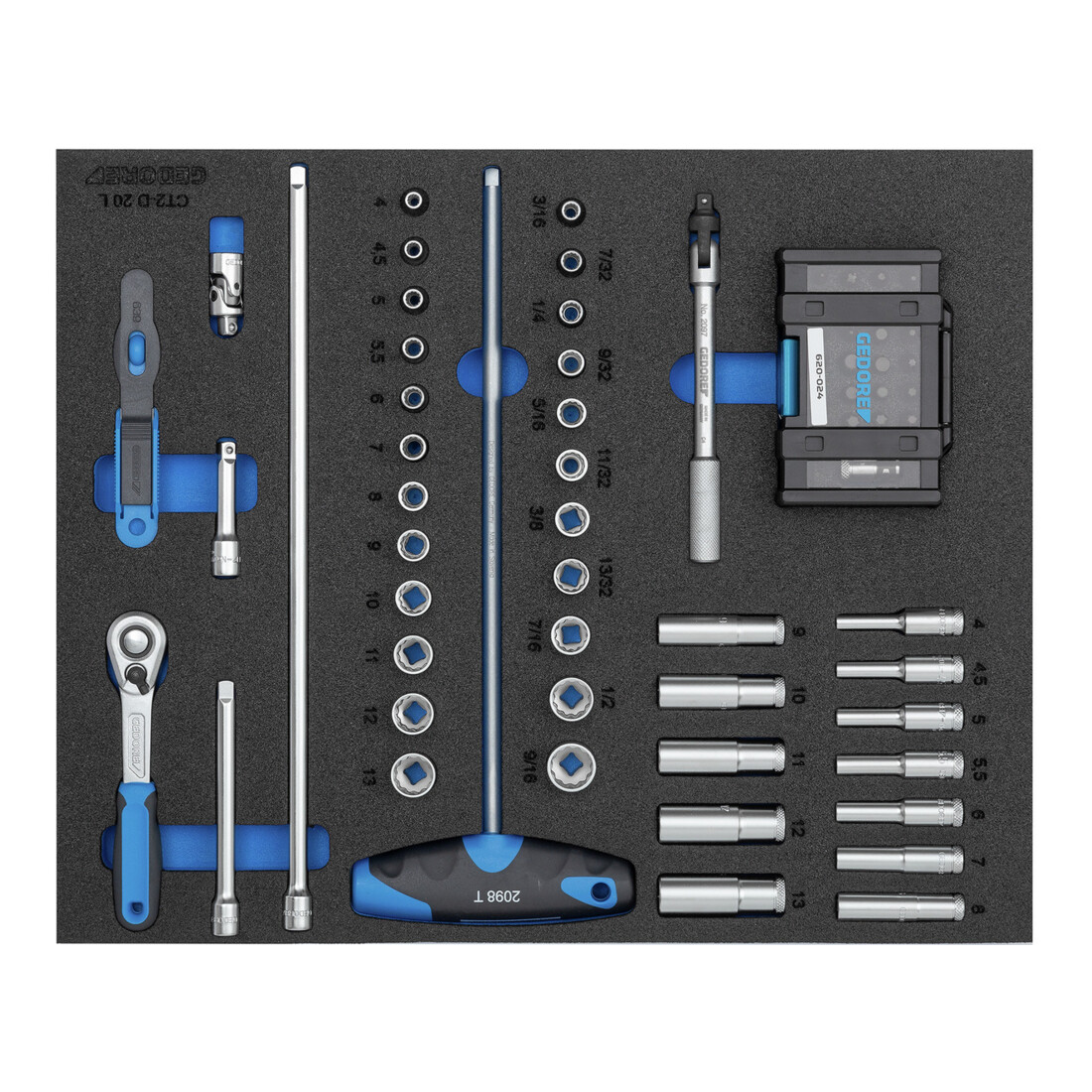 Assortiment de clés à douille Gedore 1/4" dans le module Check-Tool, 67 pcs