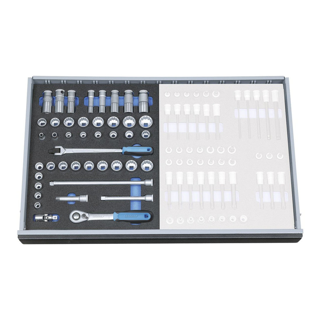 Assortiment de clés à douille Gedore 3/8" dans le module Check-Tool, 43 pcs