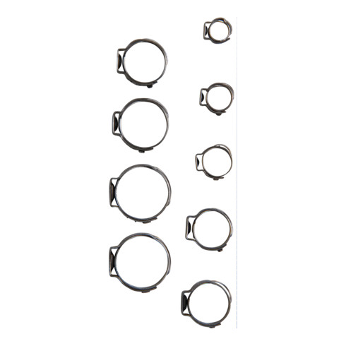 Assortiment de colliers de tuyau à revêtement en acier inoxydable Ø 5,8 - 21 mm 170 pièces BGS