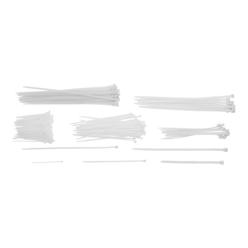 Assortiment de colliers plastique blanc 100 - 300 mm 250 pièces BGS Do it yourself