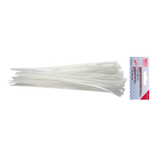 Assortiment de colliers plastique blancs 4,8 x 250 mm 50 pièces BGS