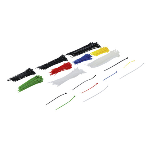 Assortiment de colliers plastique multicolore 100 - 150 - 200 mm 450 pièces BGS Do it yourself