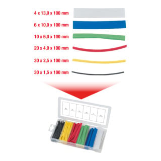 Assortiment de gaines thermo-rétractables, 100 pcs.