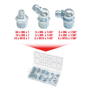 Assortiment de graisseurs KS Tools M6-8-10x1,0, 110 pcs.