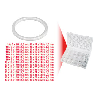 Assortiment de joints alu, M5-28, 300 pcs.