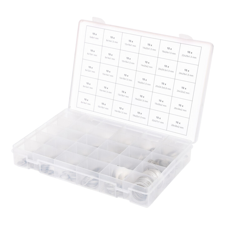Assortiment de joints alu, M5-28, 300 pcs.