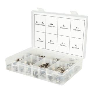 Assortiment de KS Tools : colliers de serrage à 1 oreille, Ø 5,8-21mm, 170 pcs.