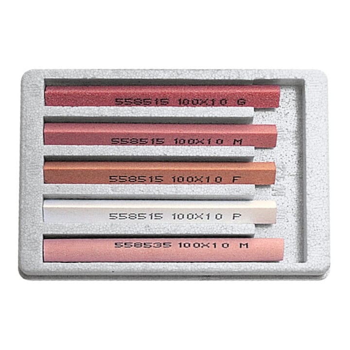 Assortiment de pierres d'affûtage TYROLIT, corindon supérieur, en coffret plastique, 5 pcs.