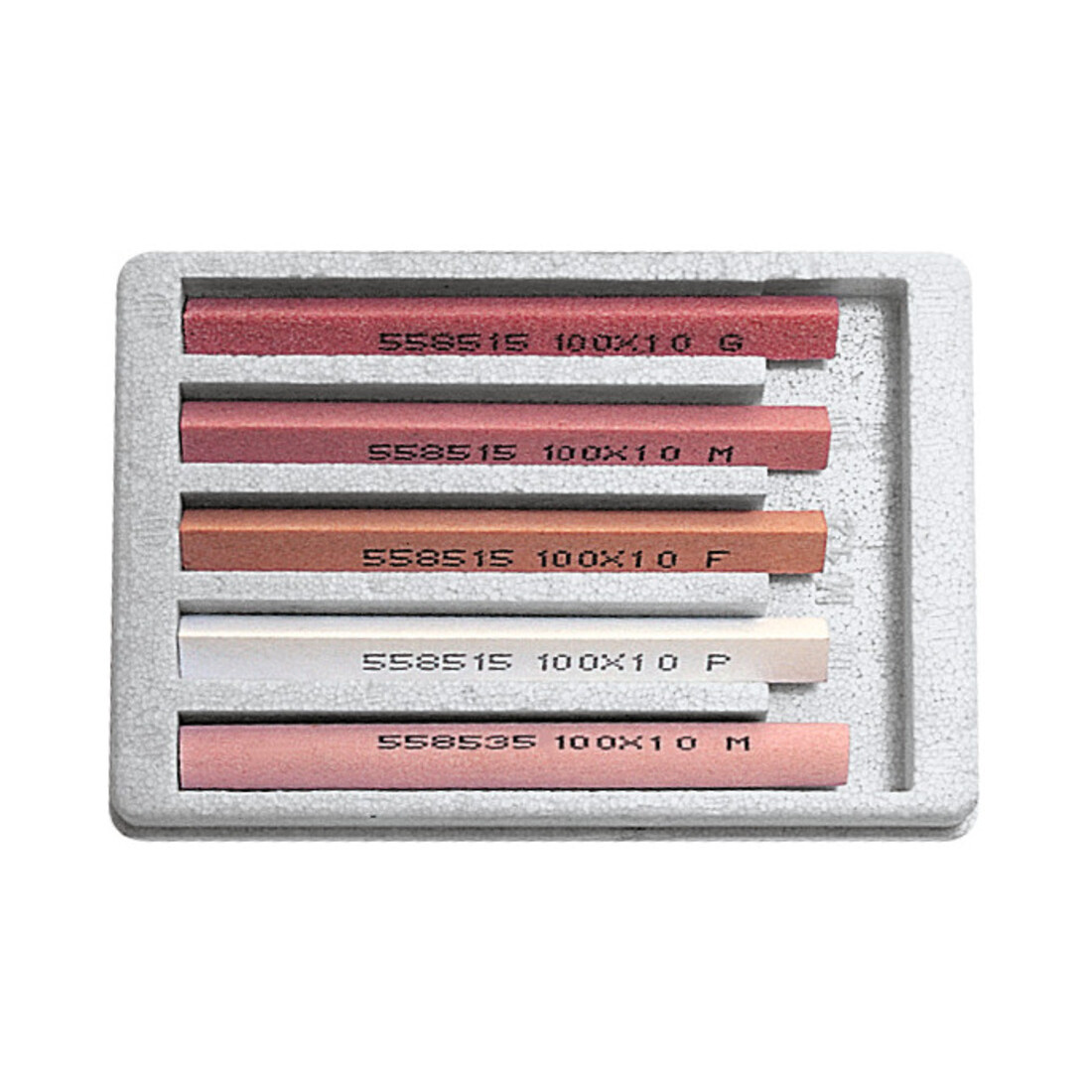 Assortiment de pierres d'affûtage TYROLIT, corindon supérieur, en coffret plastique, 5 pcs.
