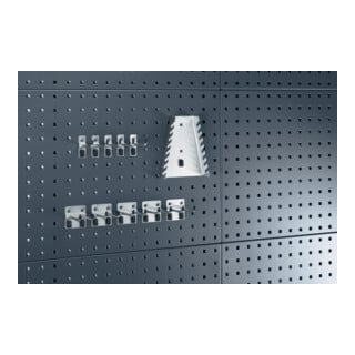 Assortiment de porte-outils 11-pcs. galvanisé p. panneaux perforés 5 crochet/5 d