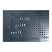 Assortiment de porte-outils 15-pcs. galvanisé p. panneaux perforés chacun 5 croc