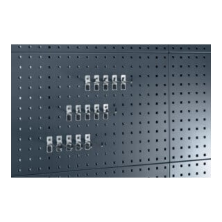 Assortiment de porte-outils 15-pcs. galvanisé p. panneaux perforés chacun 5 croc