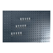 Assortiment de porte-outils 15-pcs. galvanisé p. panneaux perforés chacun 5 croc