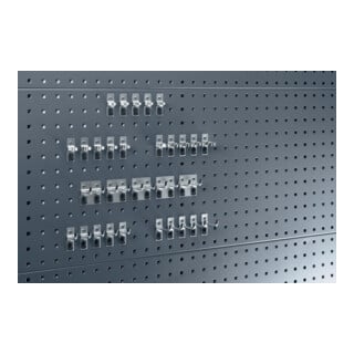 Assortiment de porte-outils 30-pcs.galvanisé p. panneaux perforés 10 crochets/5