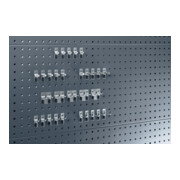 Assortiment de porte-outils 30-pcs.galvanisé p. panneaux perforés 10 crochets/5