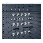 Assortiment de porte-outils 32-pcs.galvanisé p. panneaux perforés 15 crochet/7 s