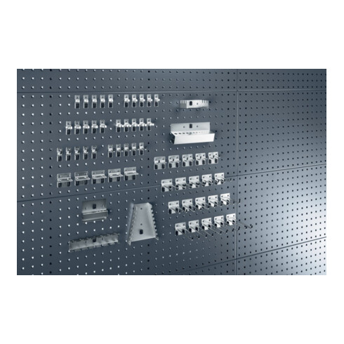 Assortiment de porte-outils 60-pcs.galvanisé p. panneaux perforés 10 crochets/20