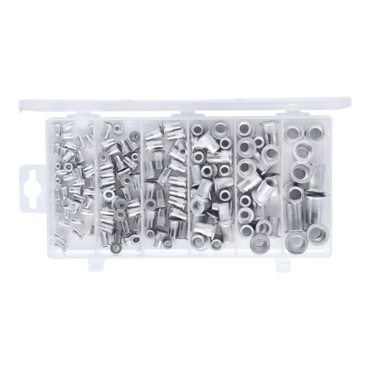 Assortiment de rivets filetes aluminium, M3x9mm-M10x21mm, 150 pcs.