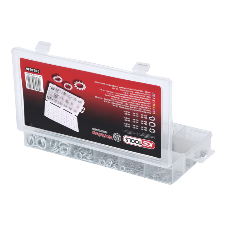 Assortiment de rondelles et de rondelles dentées KS Tools M3-10, 720 pcs.