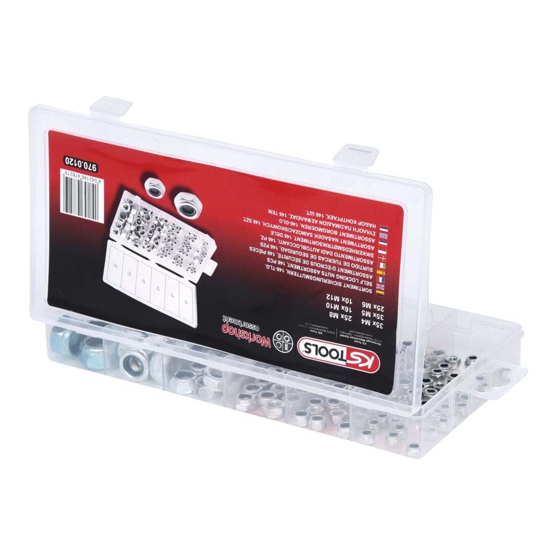 Assortiment d'écrous de sécurité KS Tools M4-12, 146 pcs.