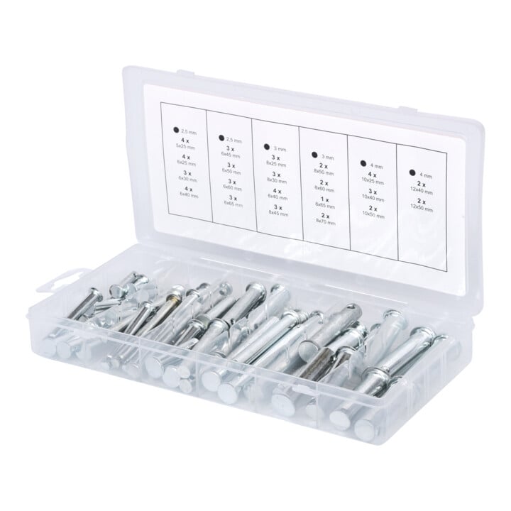 Assortiment d'écrous de sécurité, Ø 5-12mm, 21 dim. 60 pcs.