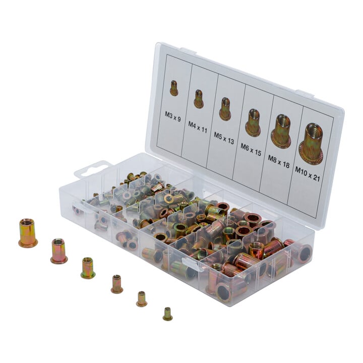 STIER Set de pinces à riveter 11 pièces + assortiment d'écrous à sertir BGS acier 150 pièces