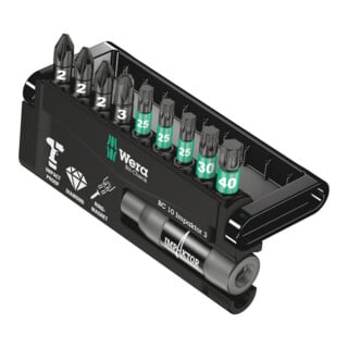 Assortiment d'embouts Bit-Check 10 Impaktor 1 10-pces PH/PZD/T/6pans porte-outil