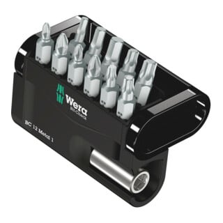 Assortiment d'embouts Bit-Check 12 métal 1 12pces PH/PZD/TX/6- pans Univ.-suppor