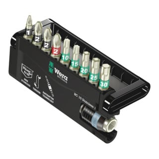Assortiment d'embouts en acier inoxyd. BC 10 Stainless 1 10 pces PH/PZD/T/porte-