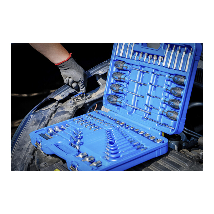 Assortiment d’outils 6,3 mm (1/4") + 12,5 mm (1/2") profil E/profil T (pour TX) 84 pièces BGS
