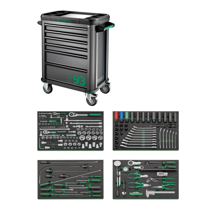 Assortiment d'outils Stahlwille avec chariot à outils Nombre de tiroirs 6 gris anthracite, RAL 7016 168 pcs.