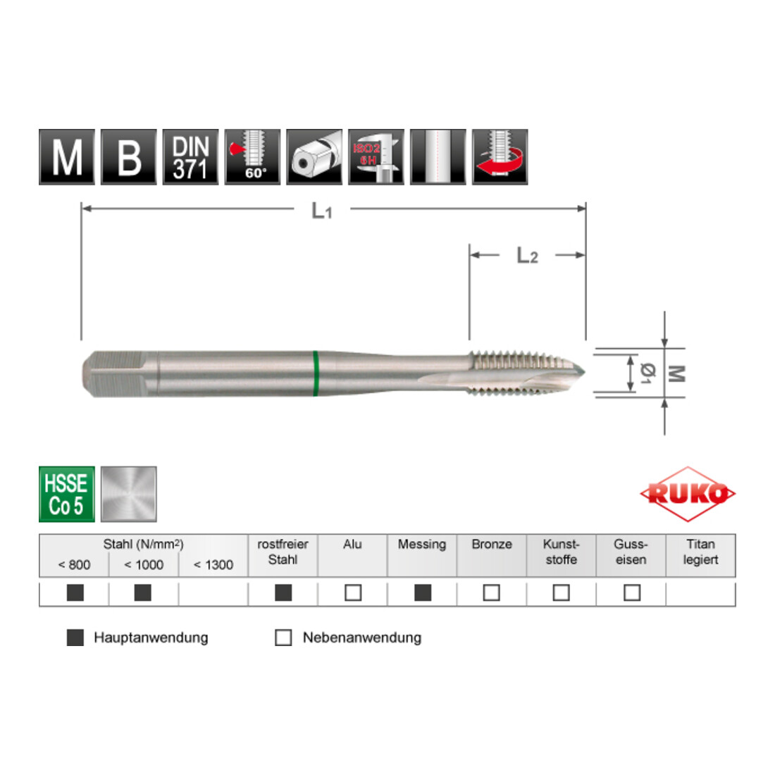 Assortiment tarauds machine HSS Co 5 forme B 7 pièces