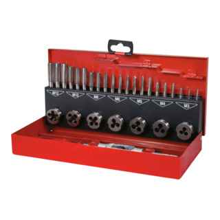 Assortiment tarauds main + filières 31 pièces HSS Co 5