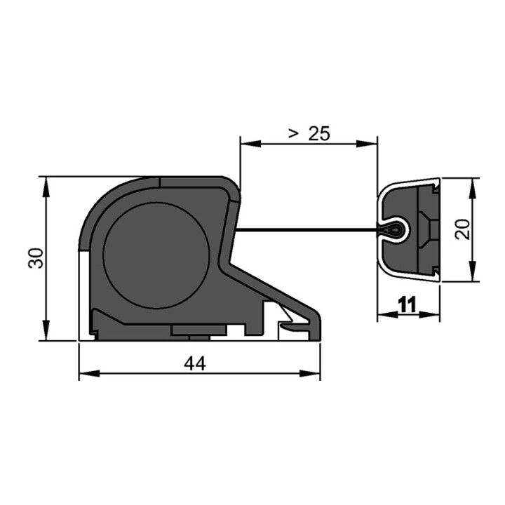 Athmer Profil de protection pour doigts NR-30 L1925mm BG noir argenté pour