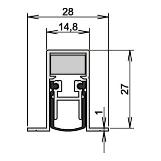 Athmer Türdichtung Schall-Ex® DUO L-15/28 OS Nr. 1-404 Ausl.2-s.L.708mm Aluminium silberf.