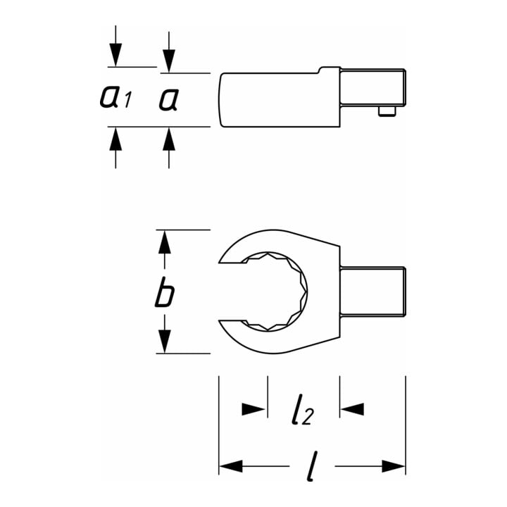 Attache mâle polygonale ouverte 6612C-16 16 mm HAZET