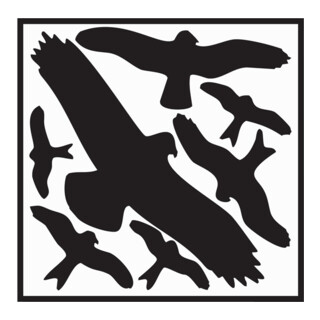 Aufkleber L290xB320 mm Vogelschutzset,Vogelsymbole Folie selbstkl.