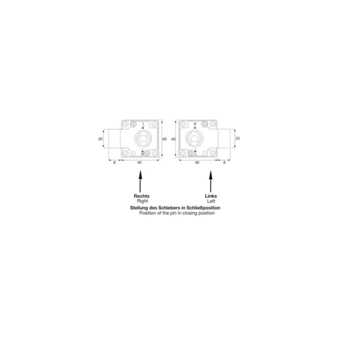 Aufschraubschloss Dornm.25mm lad versch.-schl.BMB