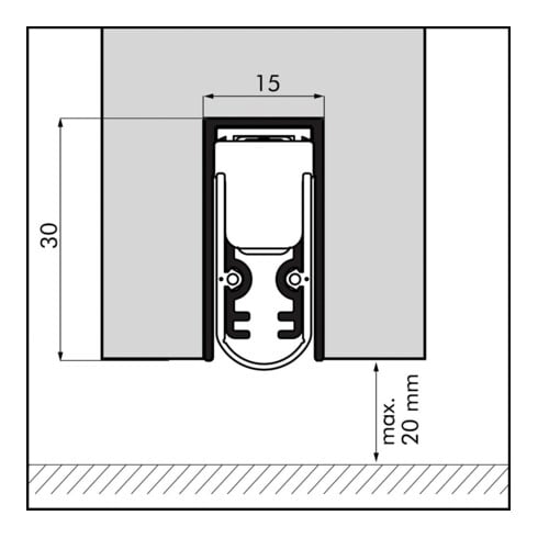 Autom.Türbodendichtung EllenMatic Soundproof 1 stg.L.708mm B.15mm Alu.blk silber