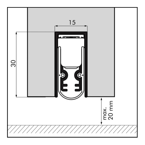 Autom.Türbodendichtung EllenMatic Soundproof 1stg.L.1083mm B.15mm Alu.blk silber